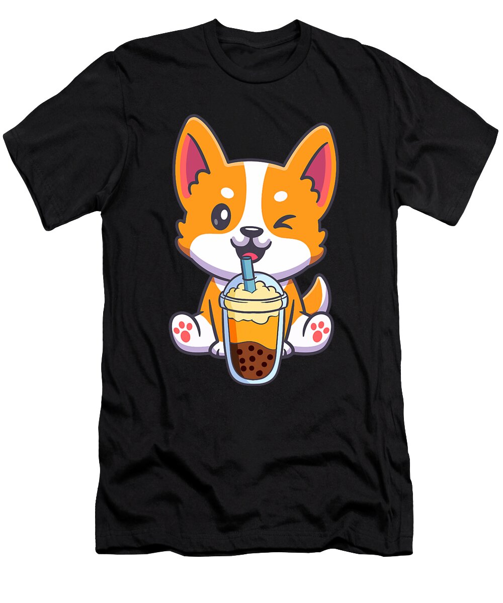 Corgi Drinking Boba Bubble Tea Drink Dog Anime Zyneu Gangd T-Shirt