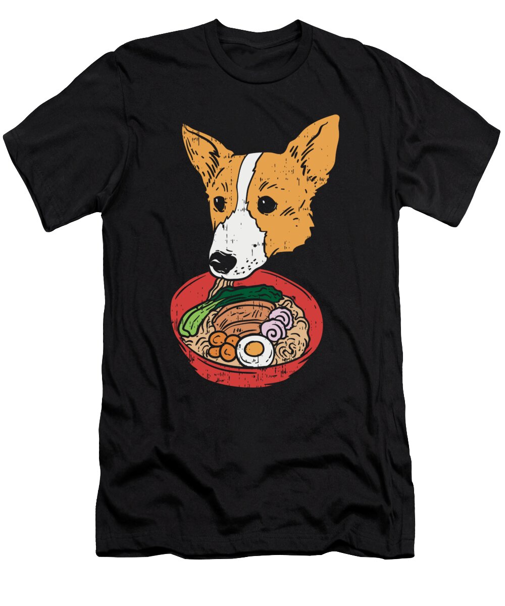 Corgi Eating Ramen Gift David Schuele Art T-Shirt