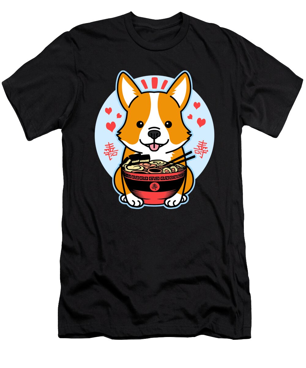 Corgi Ramen Cute Kawaii Anime Dog Japanese Noodles Alessandra Roth T-Shirt