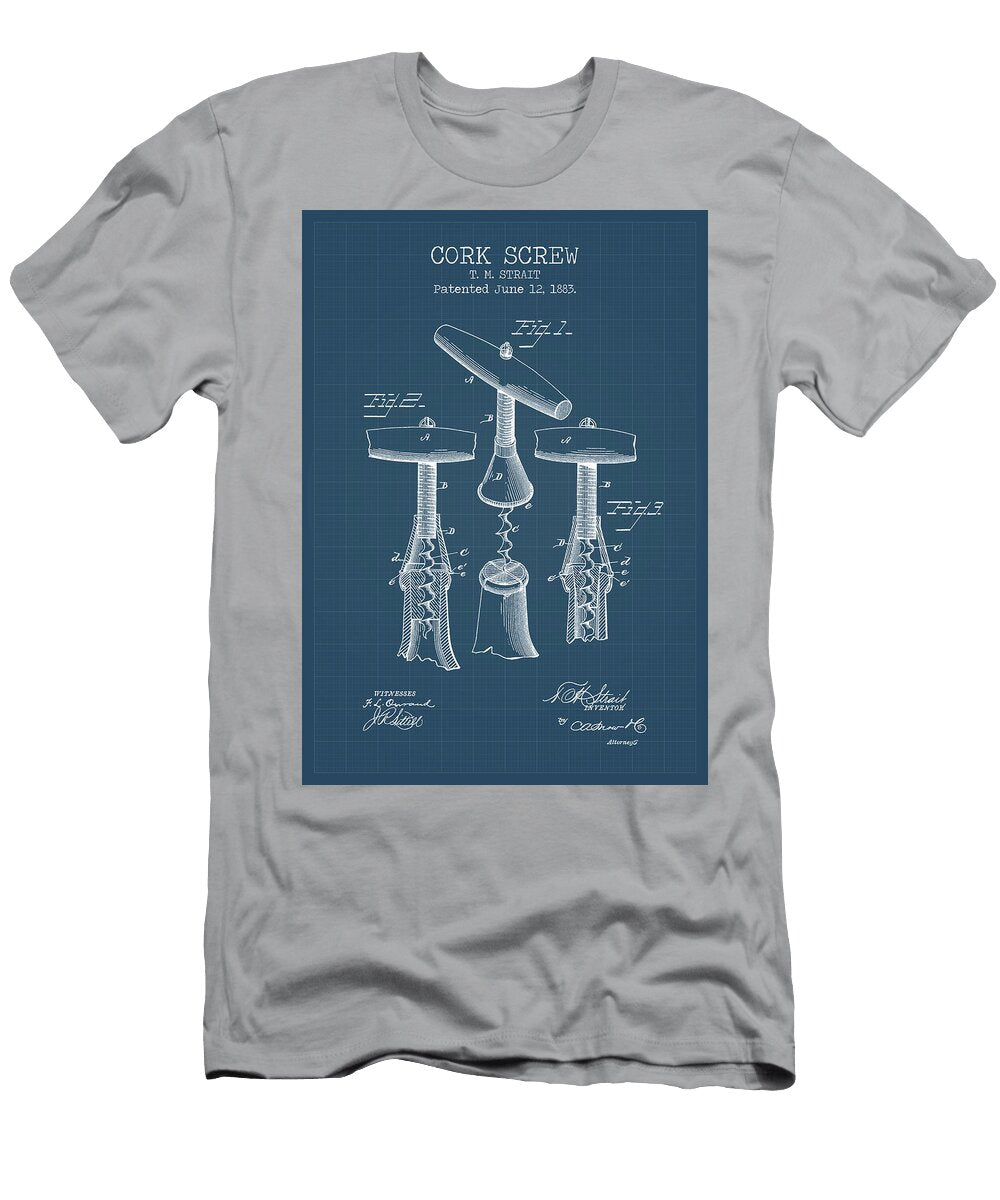 Corkscrew Patent Blueprint Denny H T-Shirt
