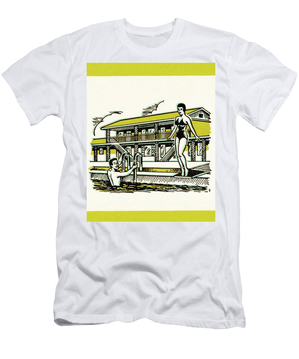 Couple At Swimming Pool Csa Images T-Shirt