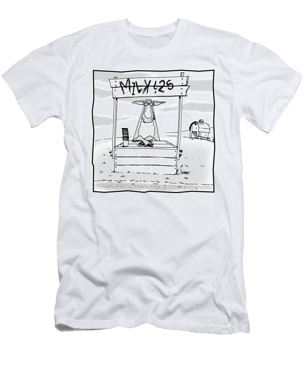 Cow Selling Milk From Small Roadside Stand Schmidt Dennis T-Shirt