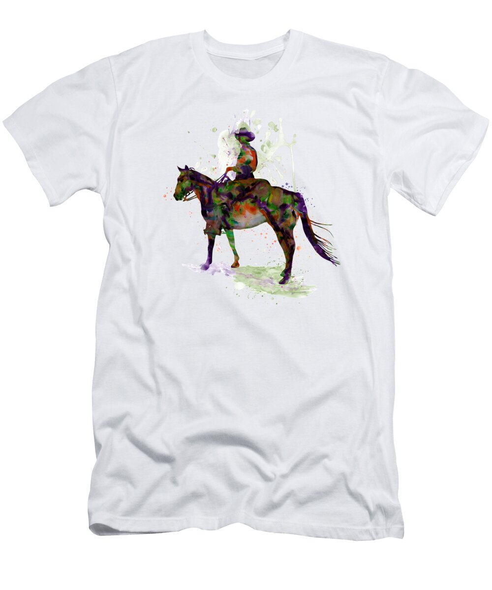 Cowboy on Horse Silhouette Marian Voicu T-Shirt