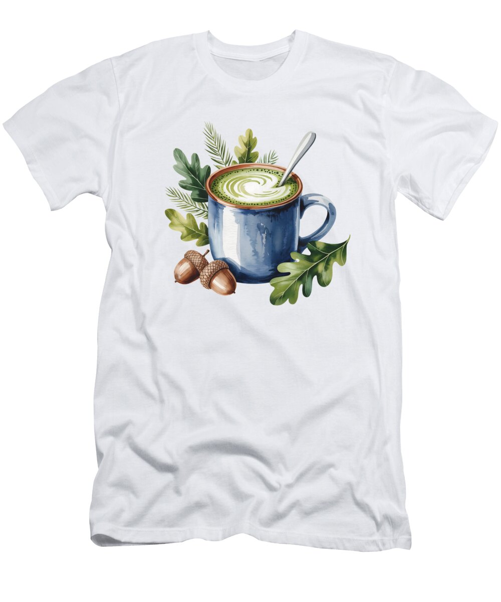 Cozy Matcha Latte with Acorns Joanna Redesiuk T-Shirt