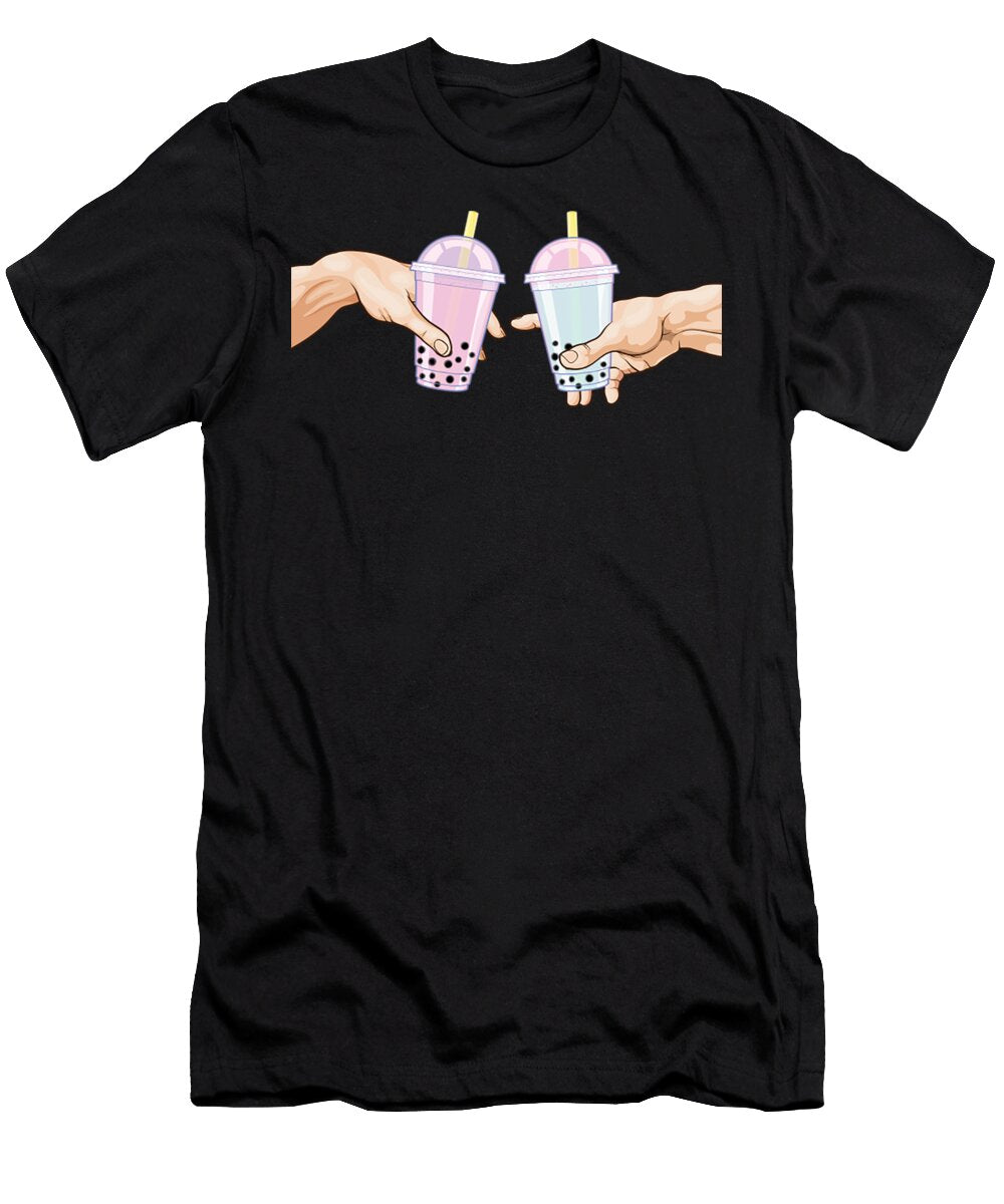 Creation of Adam Hands Boba Tea Michelangelo Bubble Tea Lambe Gini T-Shirt