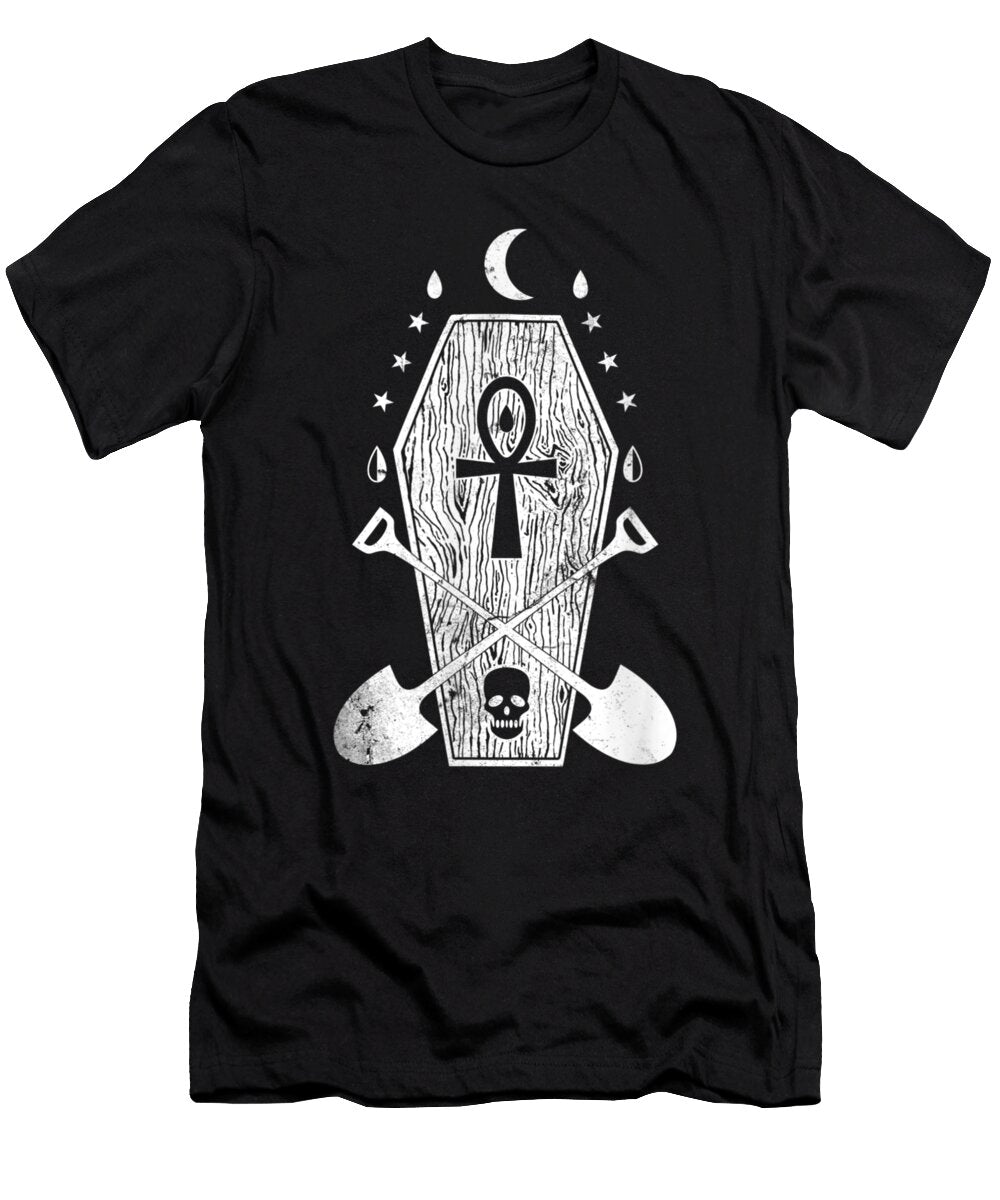 Creepy Grave Goth Punk Coffin Skull Halloween Shannon Nelson Art T-Shirt