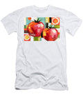 Crimson Garden Rhythm Twin Tomatoes Alive with Bold Geometry and Contemporary Color Expression Olfactoart Studio T-Shirt
