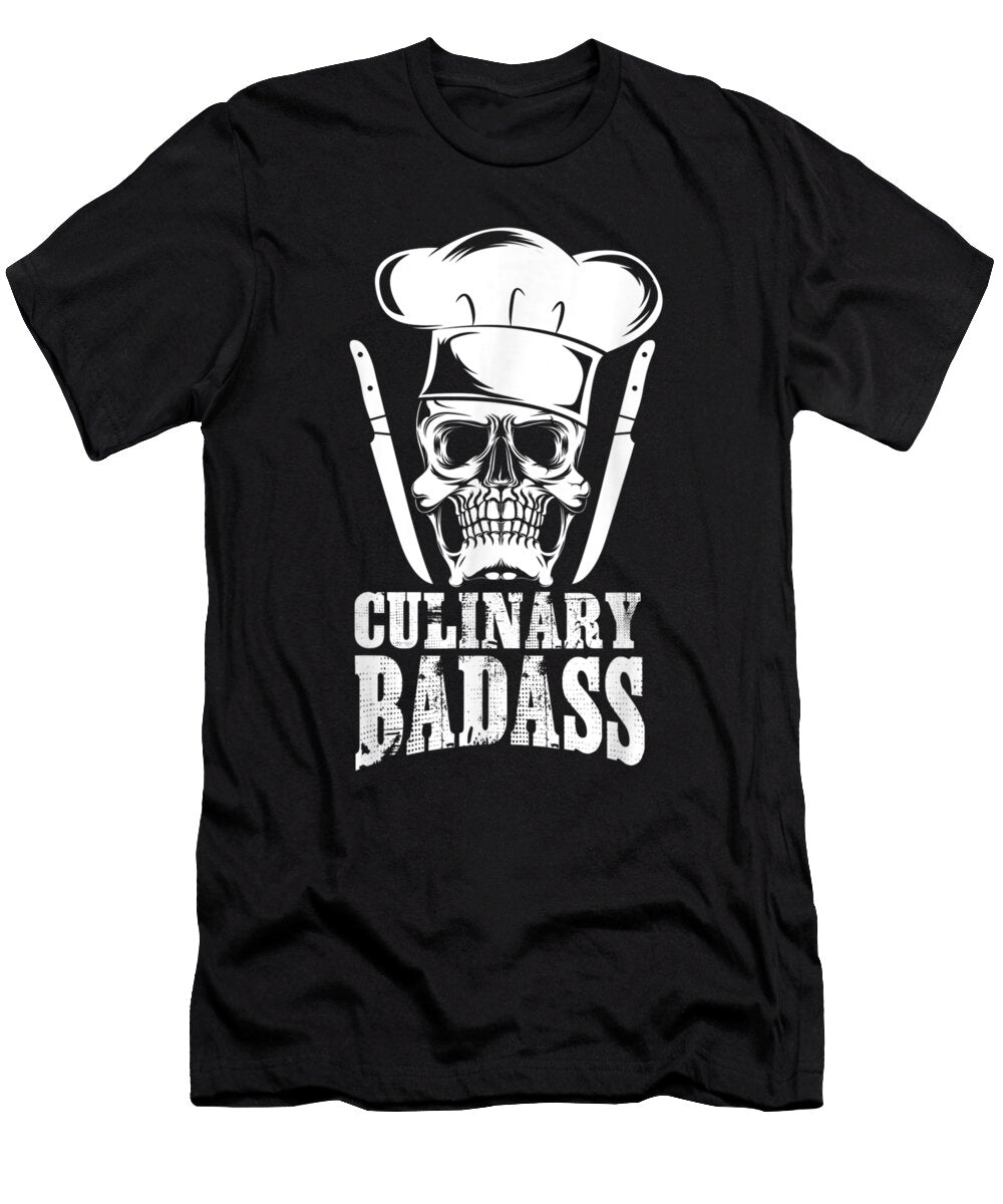 Culinary Badass Funny Chef Skull Knifes Cooking Shannon Nelson Art T-Shirt