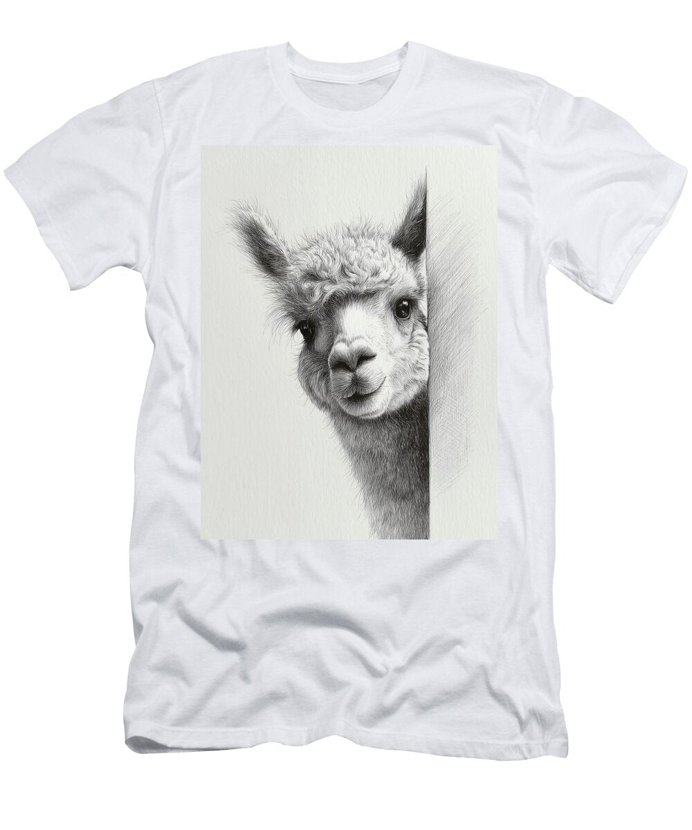 Curious Peeking Alpaca Fabrizio Cassetta T-Shirt