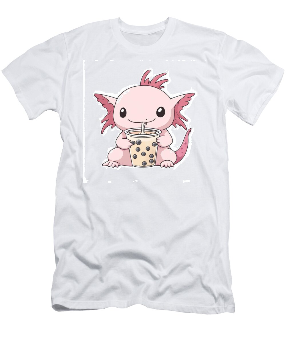 Cute Axolotl Drinking Boba Tea Redite Noah T-Shirt