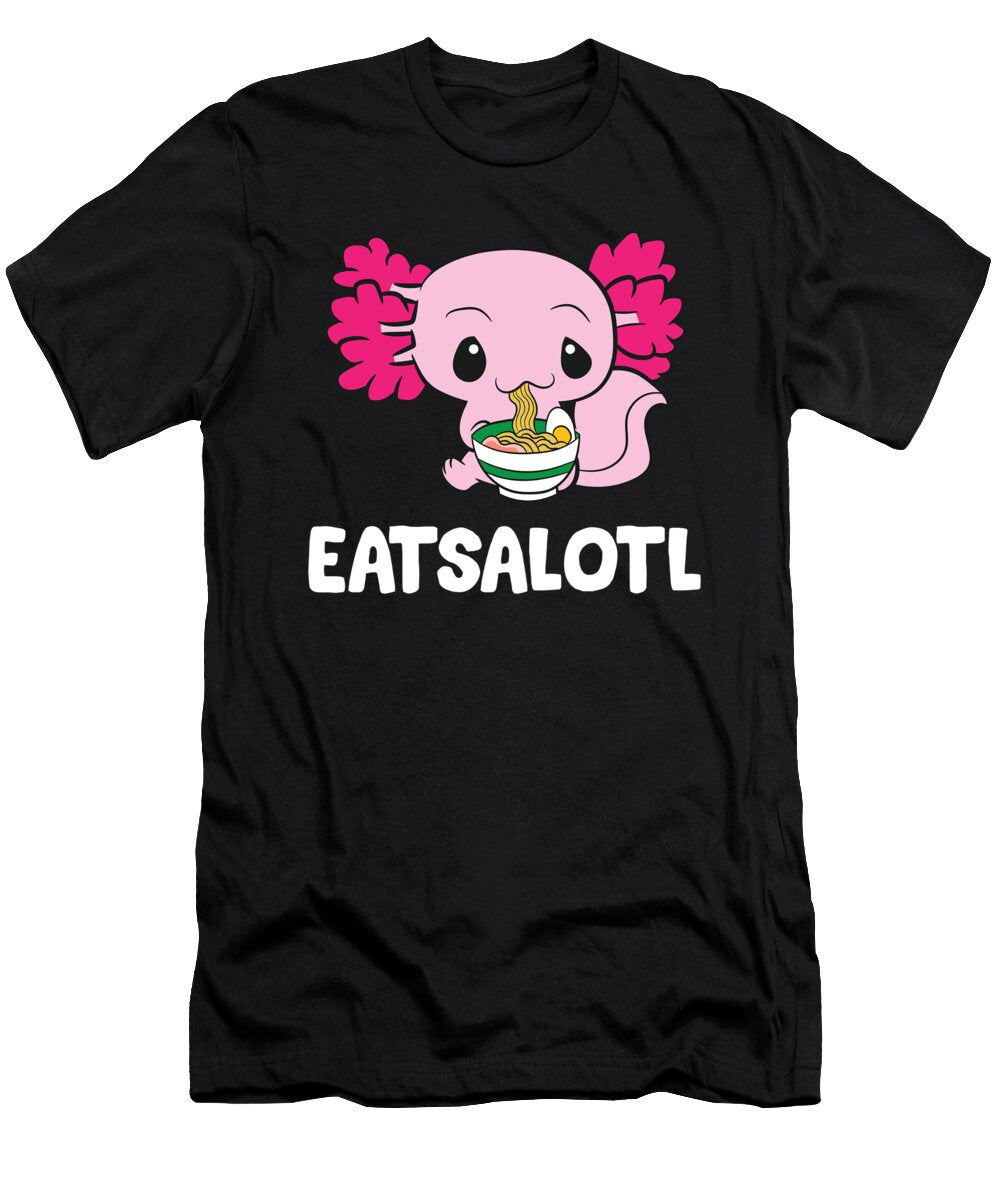 Cute Axolotl Eating Ramen Soup Eatsalotl Axolotl Eq Designs T-Shirt