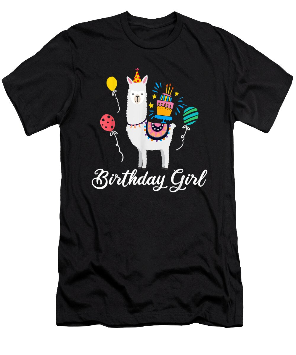 Cute Birthday Llama Girl Alpaca Animal Kids Gift Ezone Prints T-Shirt