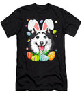 Cute Bunny Siberian Husky Dog Head Easter Egg Natalie Lidford T-Shirt