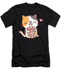 Cute Calico Cat Loves Drinking Boba Tea Kids Scott Palmer T-Shirt