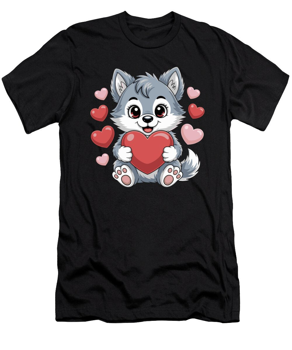 Cute Cartoon Husky with Hearts Joanna Redesiuk T-Shirt