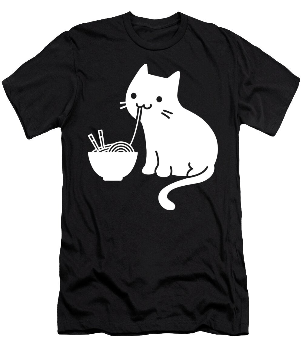 Cute Cat Eating Ramen Bertha Wardani T-Shirt