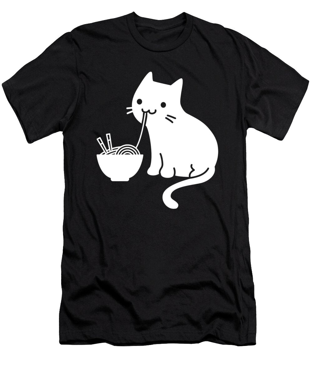 Cute Cat Eating Ramen Eda Goyette T-Shirt