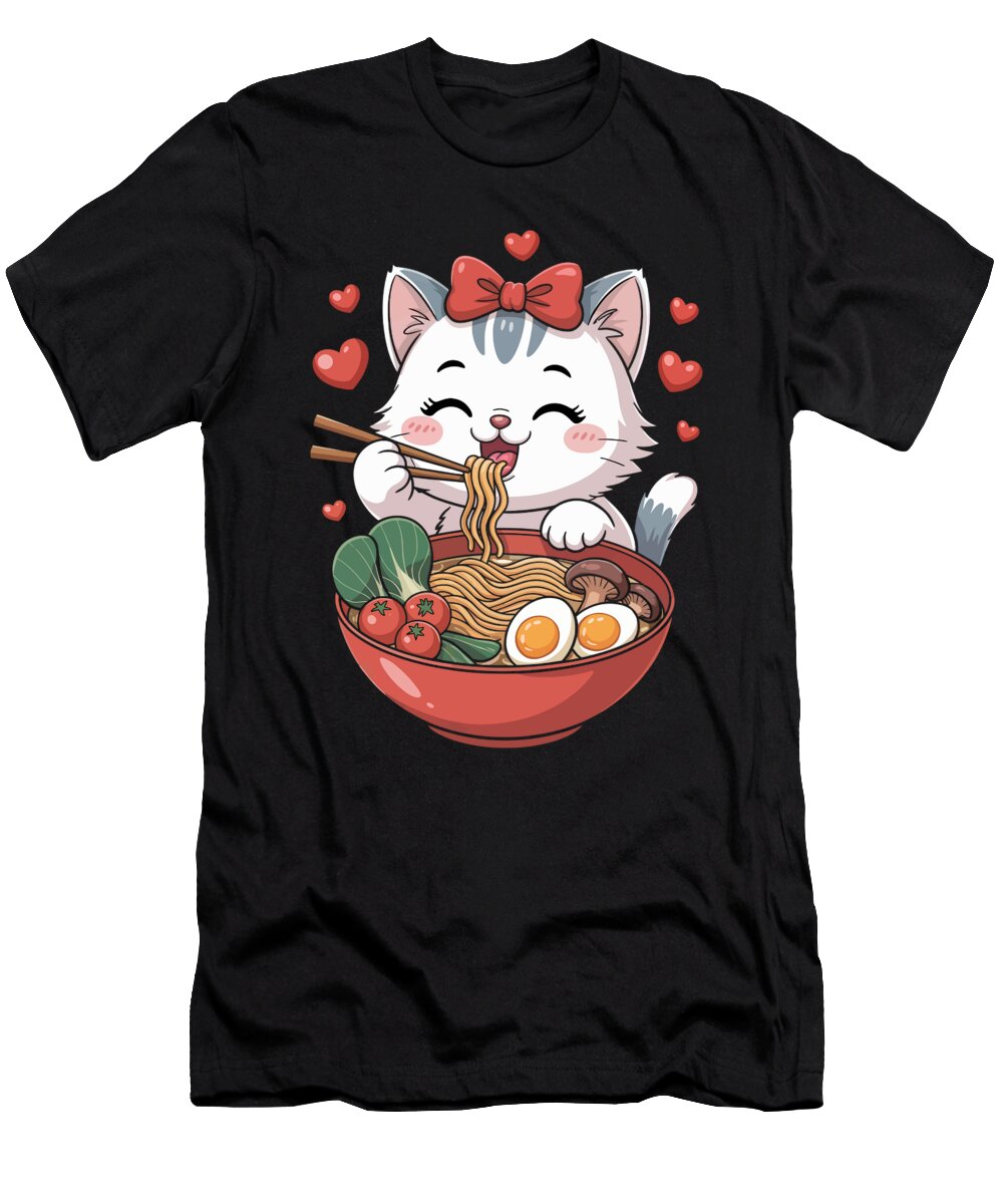 Cute Cat Eating Ramen Joanna Redesiuk T-Shirt