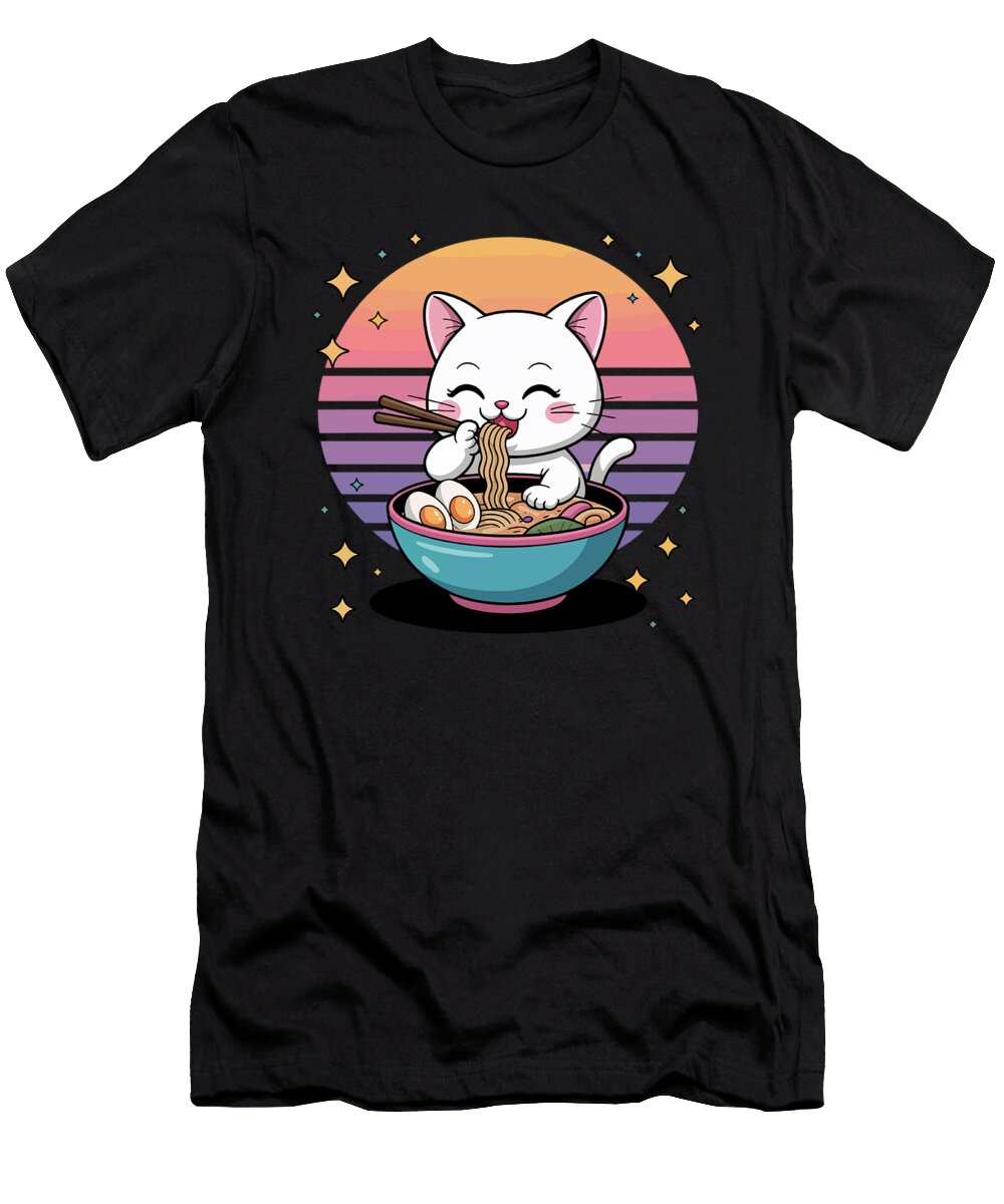 Cute Cat Enjoying Ramen Joanna Redesiuk T-Shirt