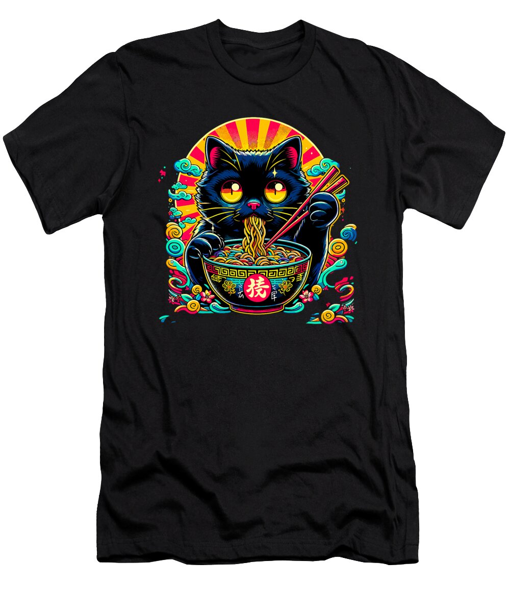 Cute Cat Lover Japanese Noodles Colorful Cat Zyneu Gangd T-Shirt