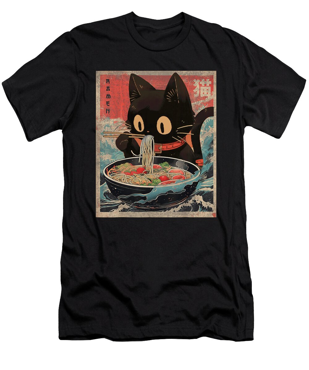 Cute Cat Ramen Noodles Kawaii Anime Vintage Food Zyneu Gangd T-Shirt
