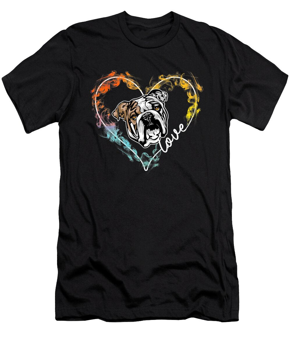 Cute Colorful Heart English Bulldog Dog Lover Shannon Nelson Art T-Shirt