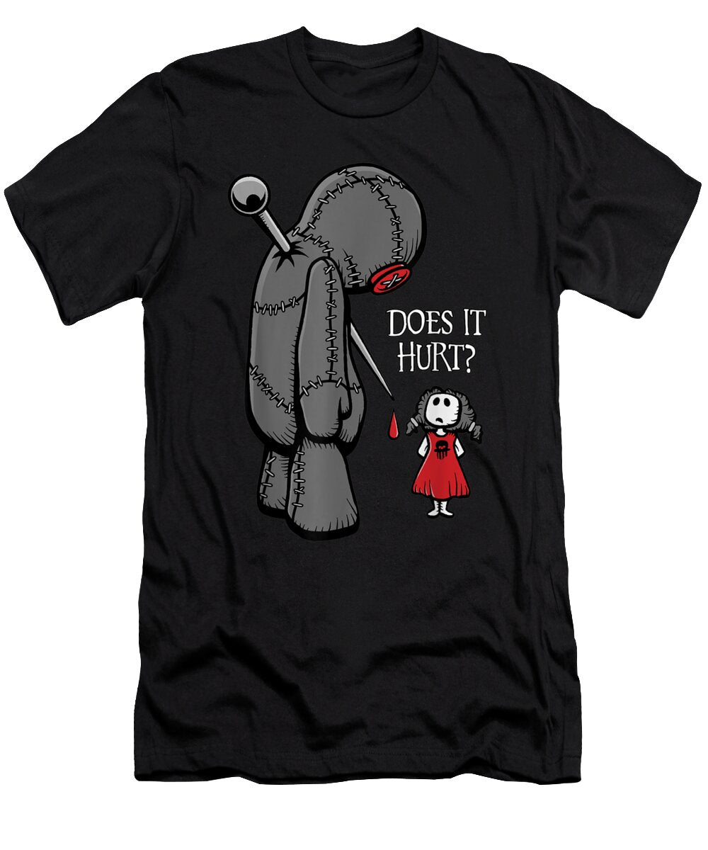 Cute Creepy Sad Does It Hurt Voodoo Doll Goth Girl Shannon Nelson Art T-Shirt