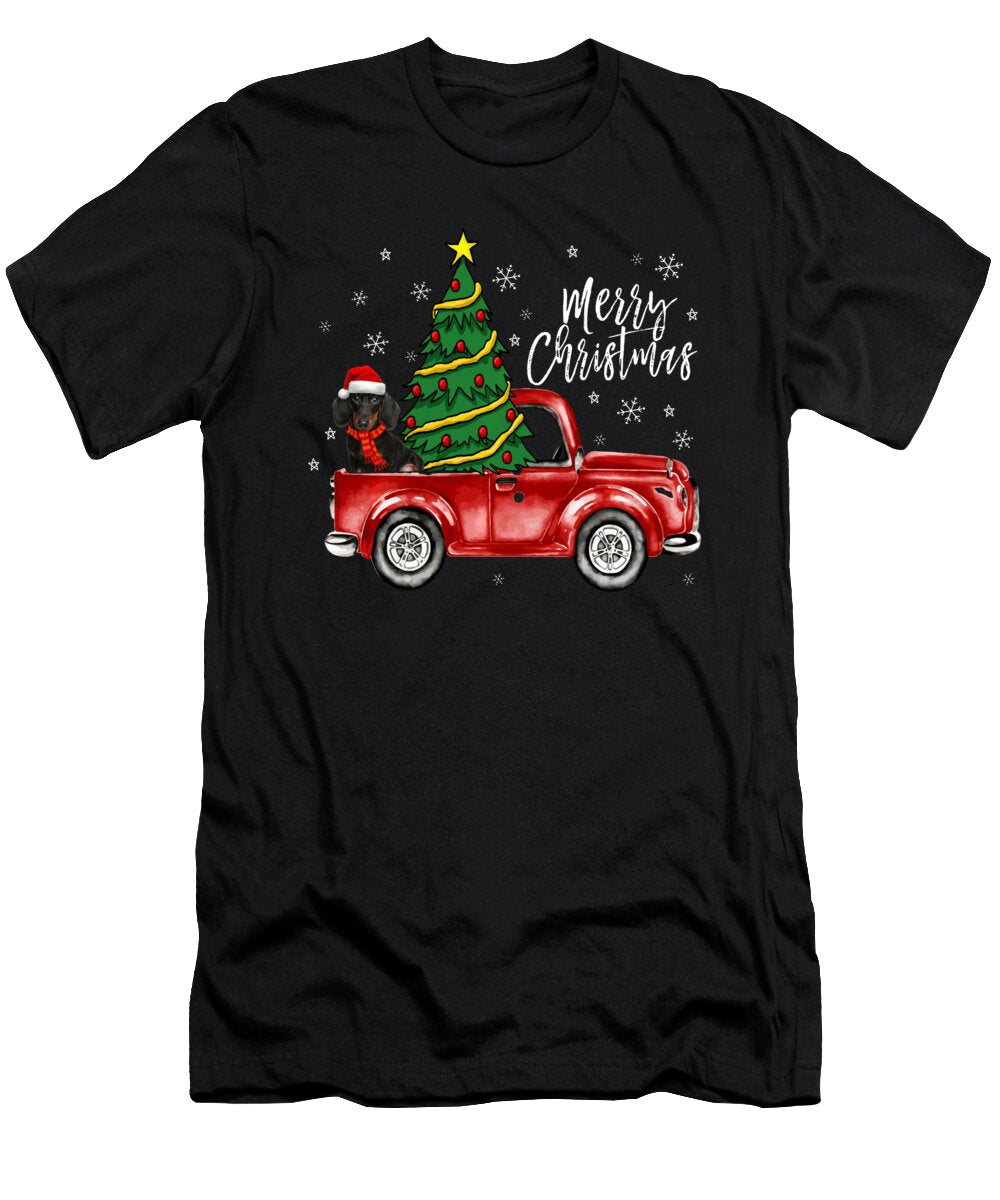 Cute Dachshund Dog Truck Merry Christmas Dog Lover Xmas Sweatshirt Julien T-Shirt