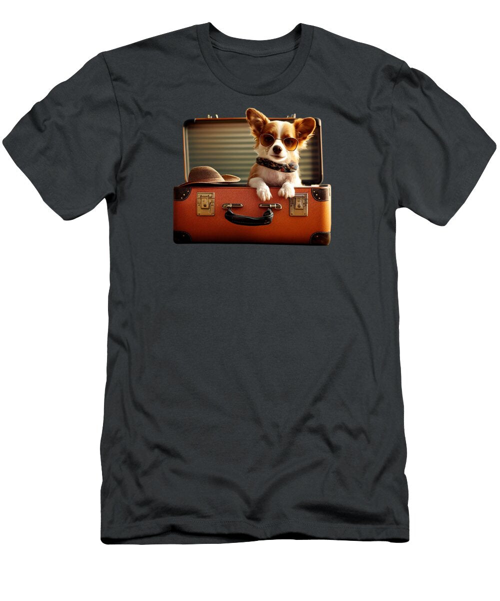 Cute Dog in a Suitcase Ready to Travel Delphimages Photo Creations T-Shirt