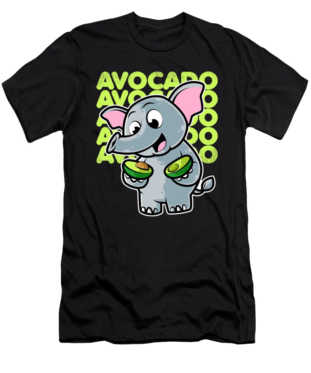 Cute Elephant Eating Avocado Kawaii Neko Anime Dh Bubble T-Shirt