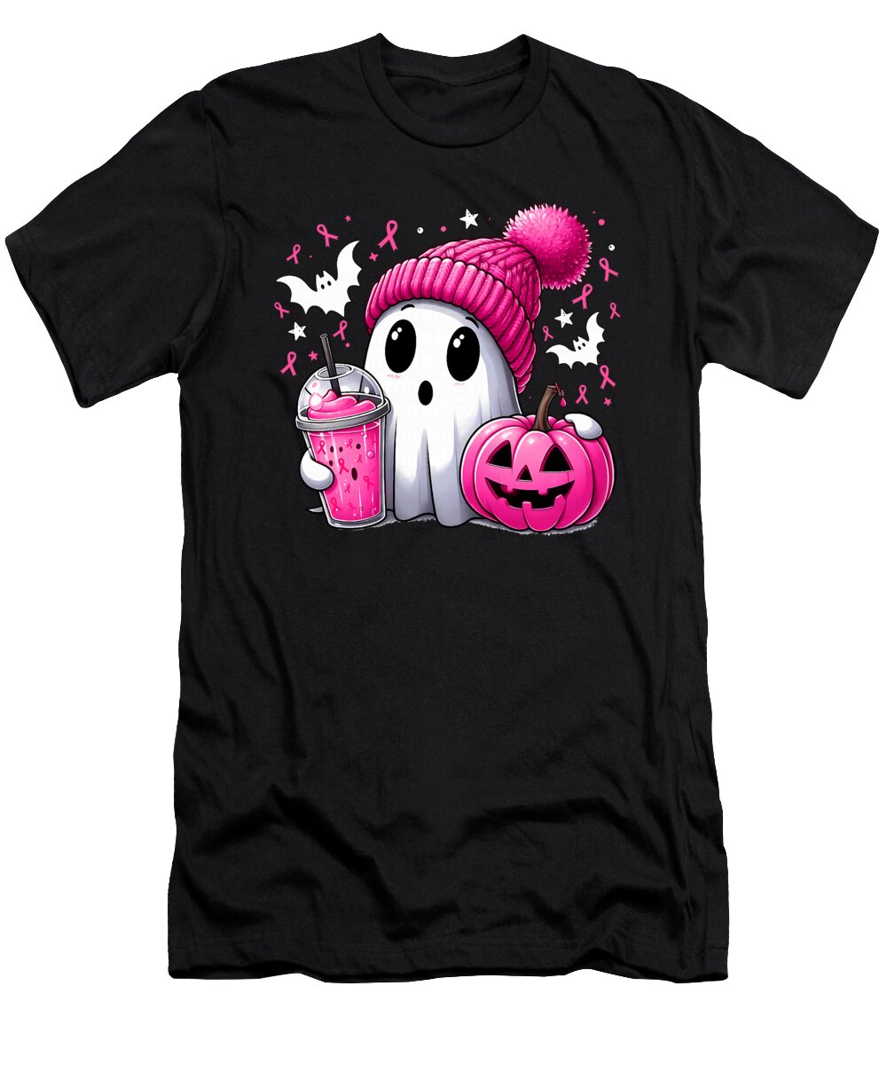 Cute Ghost Pink Ribbon Halloween Breast Cancer Maisie Jackson T-Shirt
