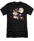 Cute Halloween Husky Puppy Witch with Full Moon and Bats Heidi Joyce T-Shirt