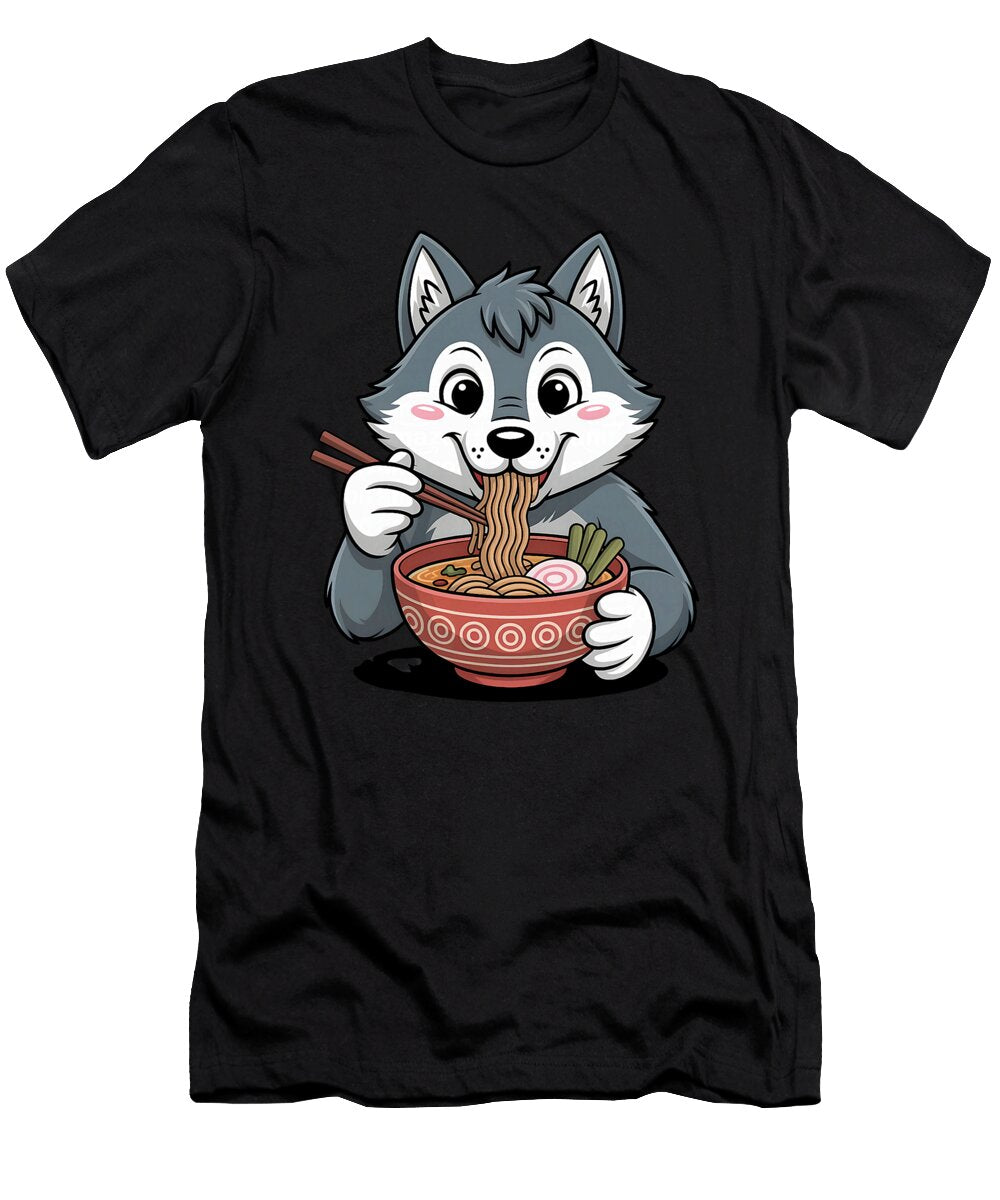 Cute Husky Eating Ramen Japanese Kawaii Dog Zyneu Gangd T-Shirt