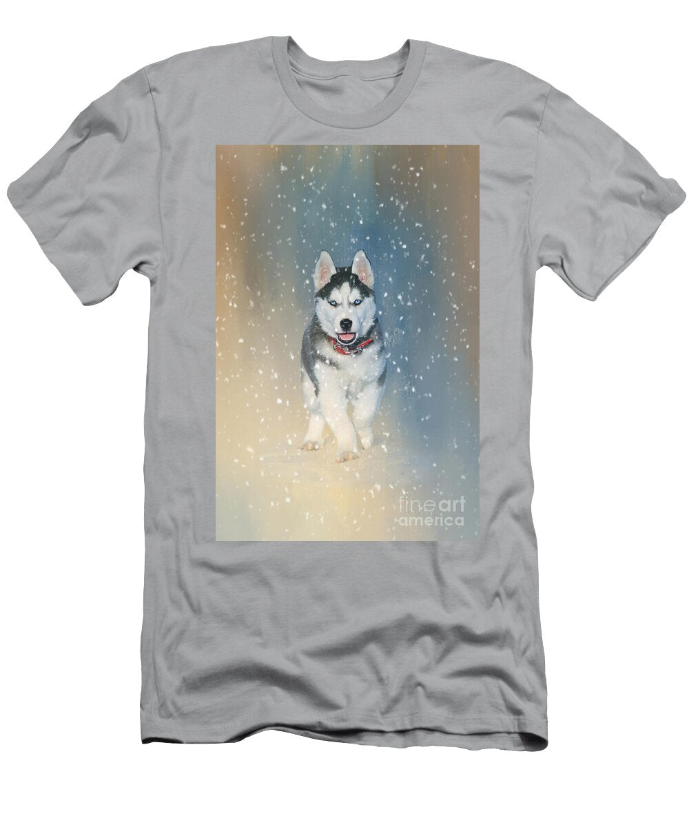Cute Husky in the Snow Elisabeth Lucas T-Shirt