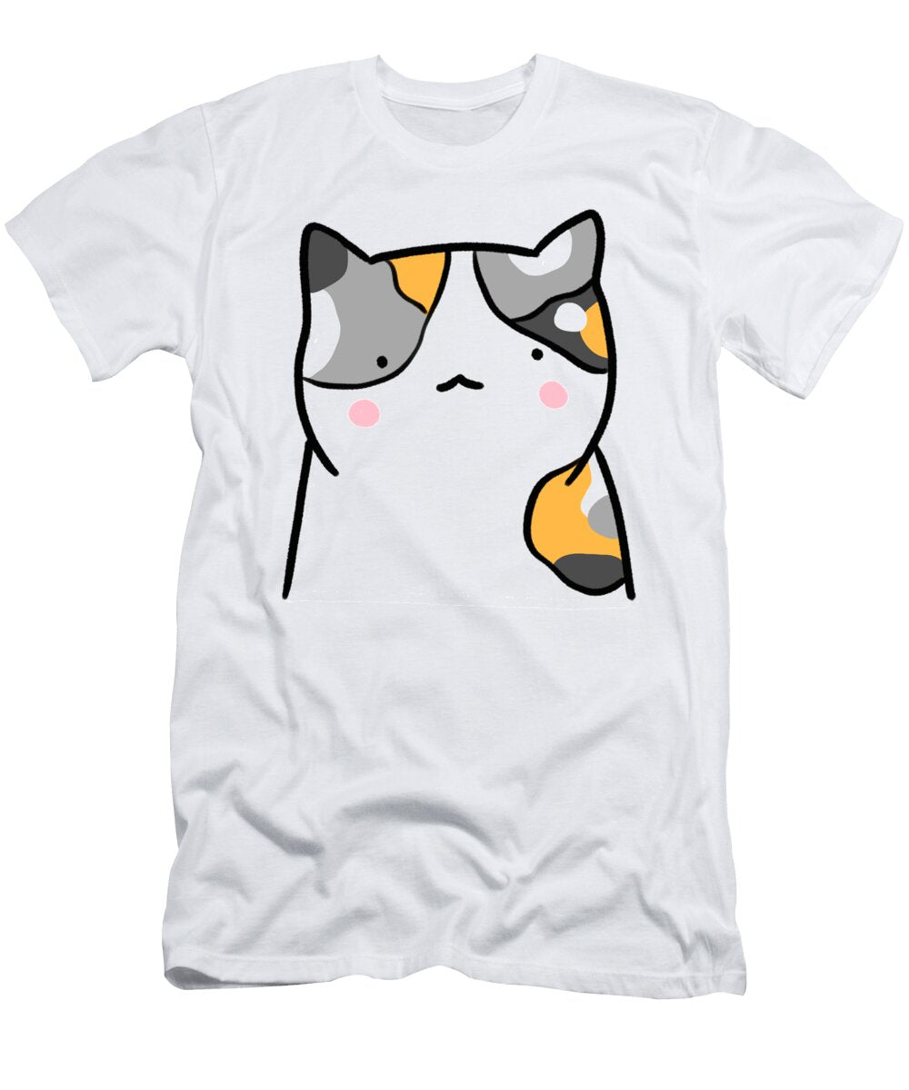 Cute Kawaii Cat Anime Cartoon Kitten Head Colorful Licensed Art T-Shirt