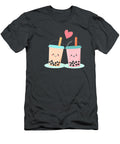 Cute Kawaii Couple Bubble Boba Milk Tea Lover Black T-Shirt