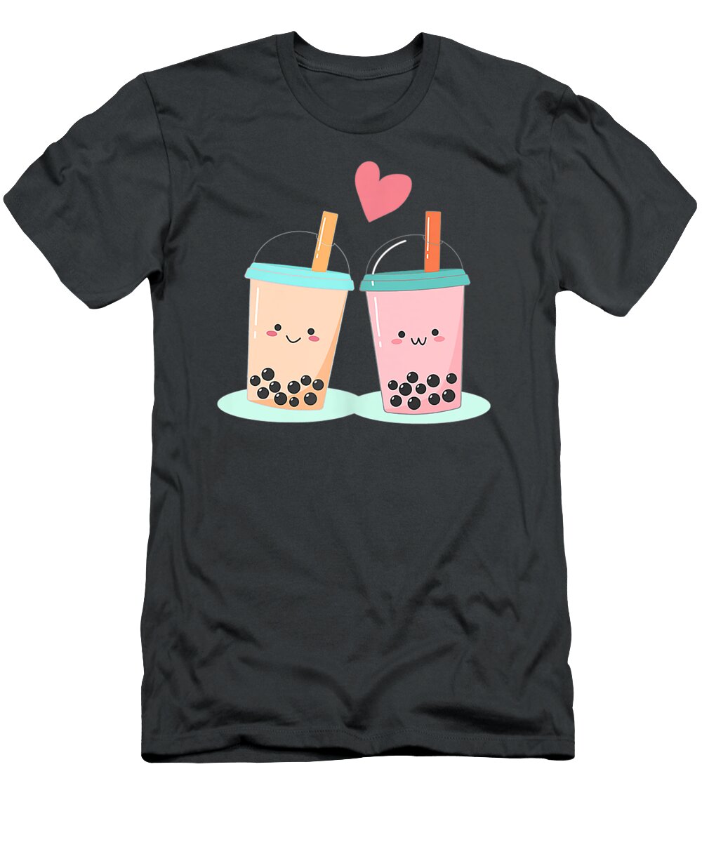 Cute Kawaii Couple Bubble Boba Milk Tea Lover Numan Evange T-Shirt