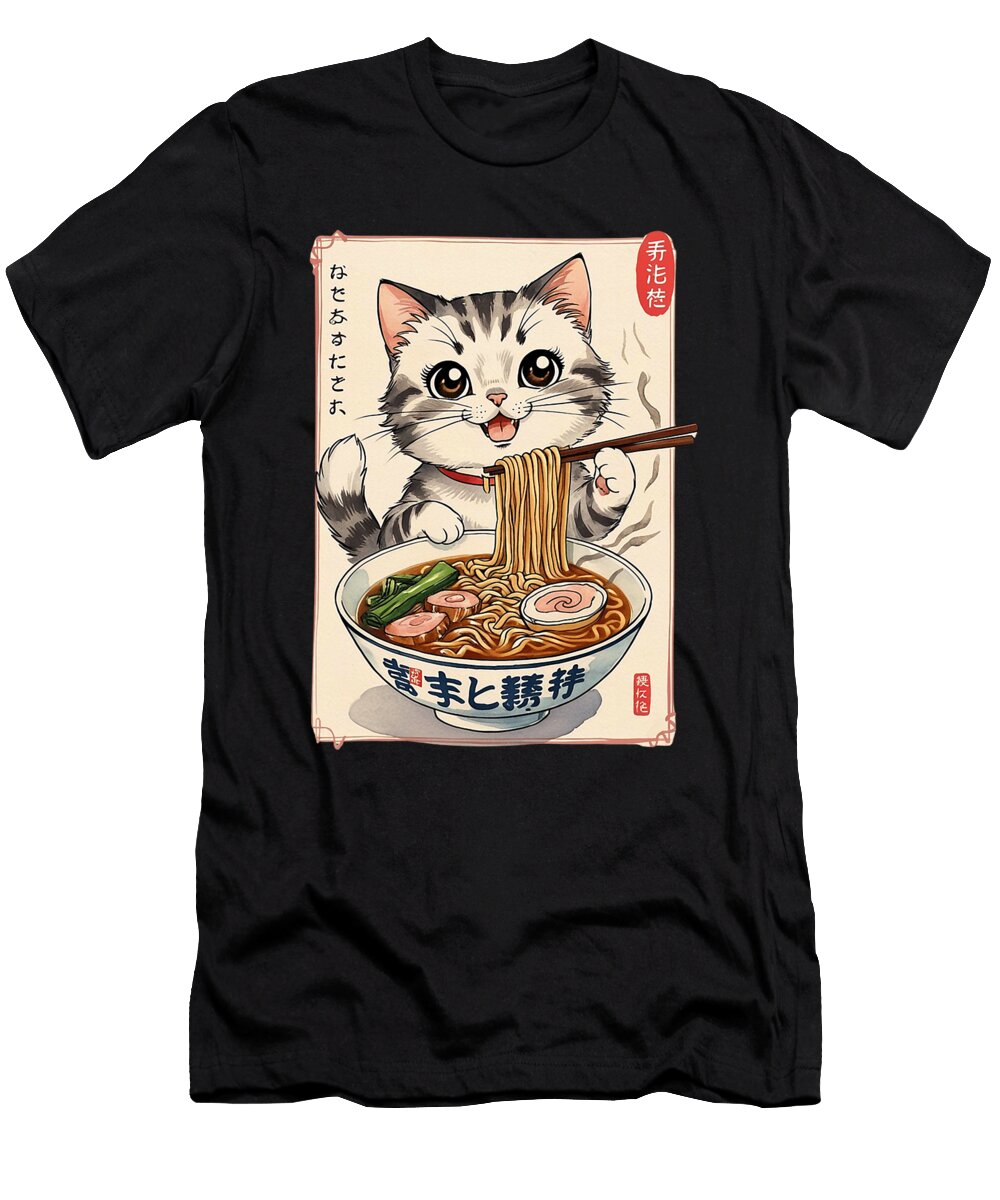 Cute Kawaii Cute Cat Ramen Anime Art for Cat Zyneu Gangd T-Shirt