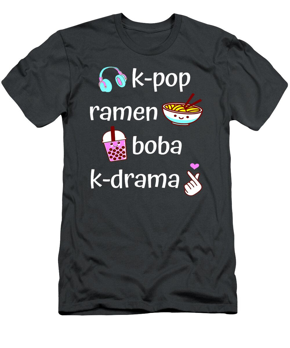 Cute Kawaii K Pop Ramen Boba Bubble Tea K Drama Lover Khalid Rebel T-Shirt