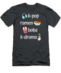 Cute Kawaii Kpop Ramen Boba Bubble Tea Kdrama Lover Black T-Shirt