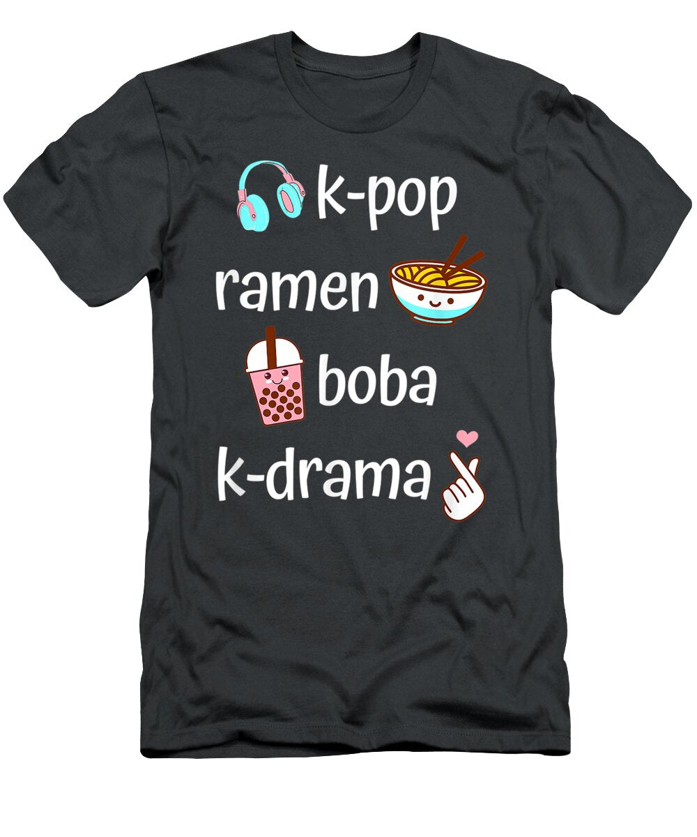 Cute Kawaii Kpop Ramen Boba Bubble Tea Kdrama Lover Numan Evange T-Shirt