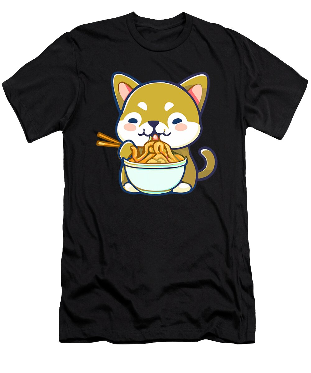 Cute Kawaii Puppy Dog Eating Ramen Spaghetti Zyneu Gangd T-Shirt