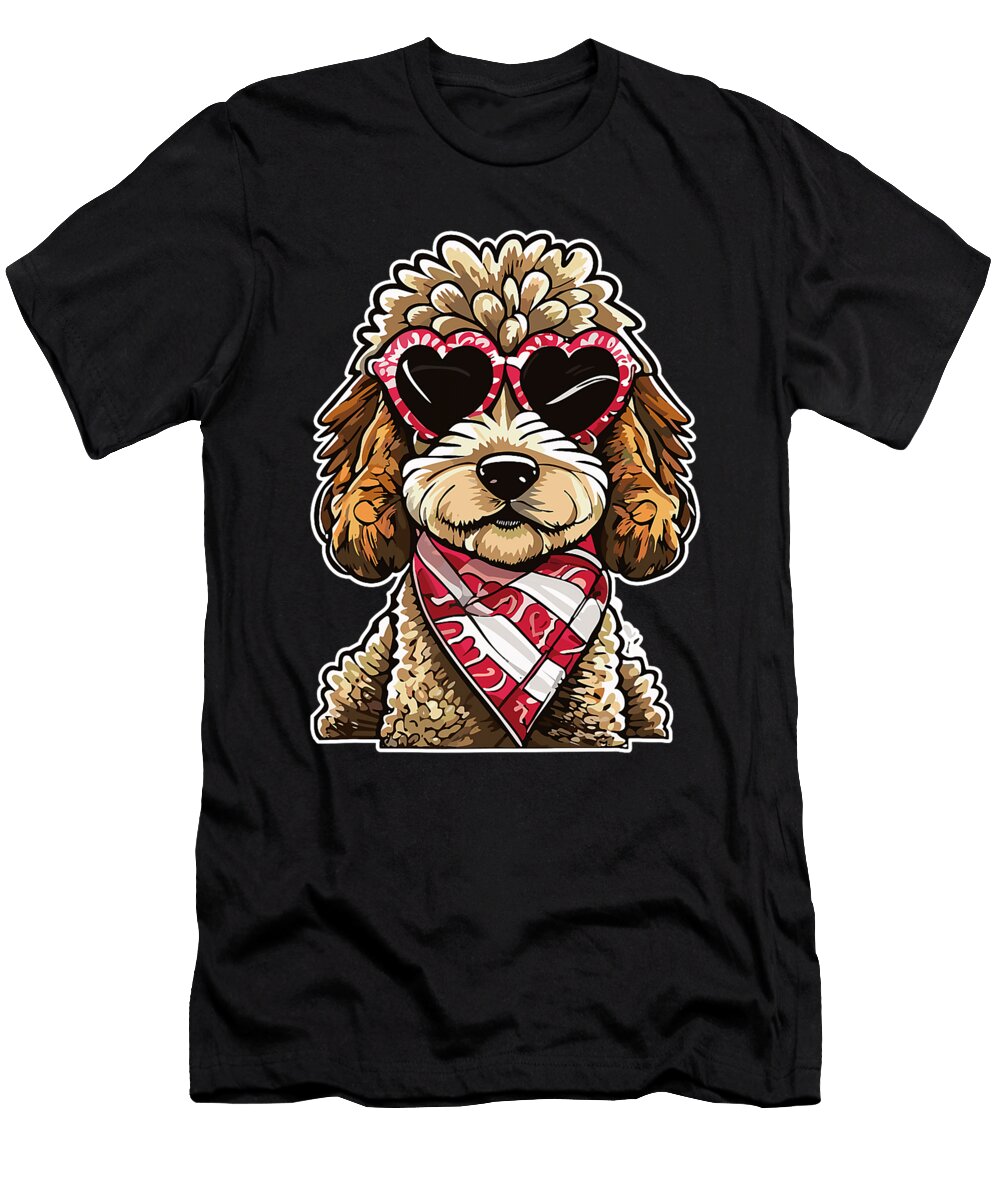 Cute Labradoodle Heart Sunglasses Dog Lovers Day Natalie Lidford T-Shirt