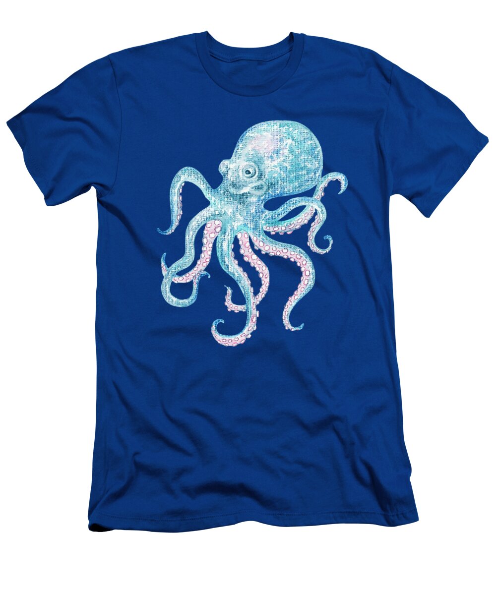 Cute Little Teal Blue Watercolor Octopus Beach Art Png Irina Sztukowski T-Shirt