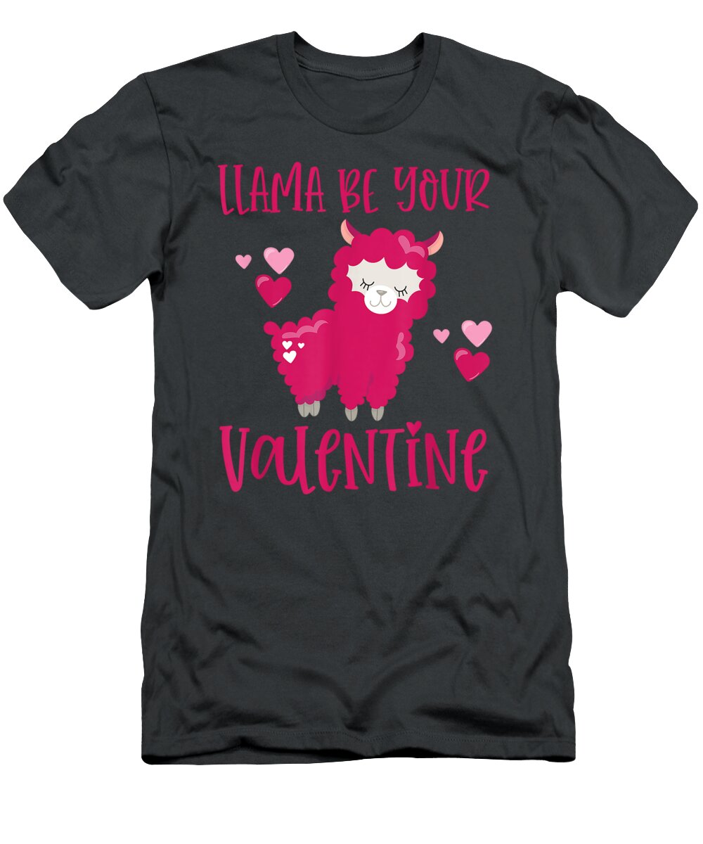 Cute Llama Be Your Valentine Pink Alpaca Heart Girls Women Imane Kaleb T-Shirt