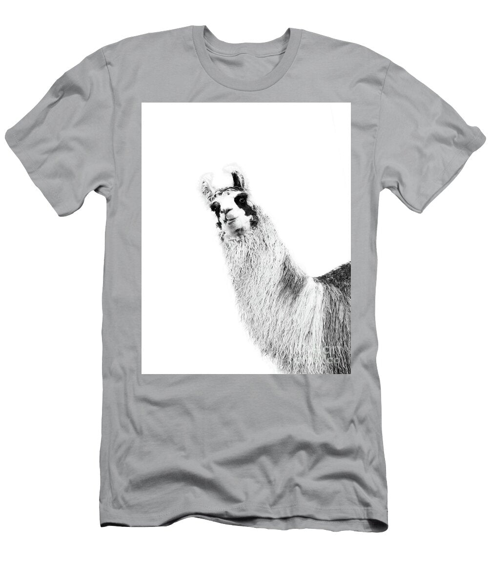 Cute Llama Black White 1 Wall Art Anitas and Bellas Art T-Shirt