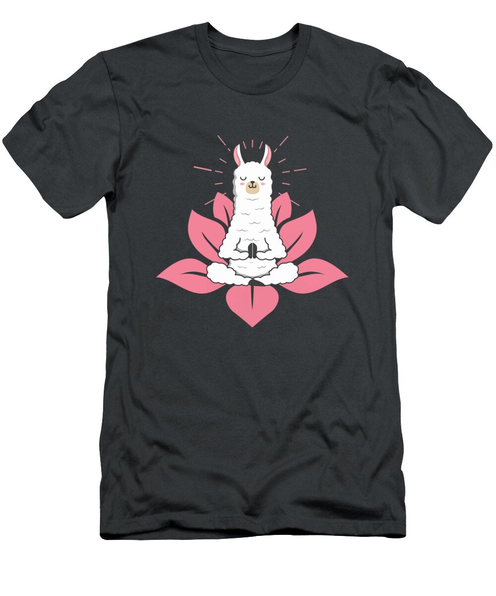 Cute Llama Doing Yoga Llamaste Namaste Funny Medidation Julia Redford T-Shirt