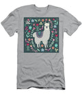 Cute Llama with Floral Elements Hand Drawing Flat Doodles Illustration Julien T-Shirt