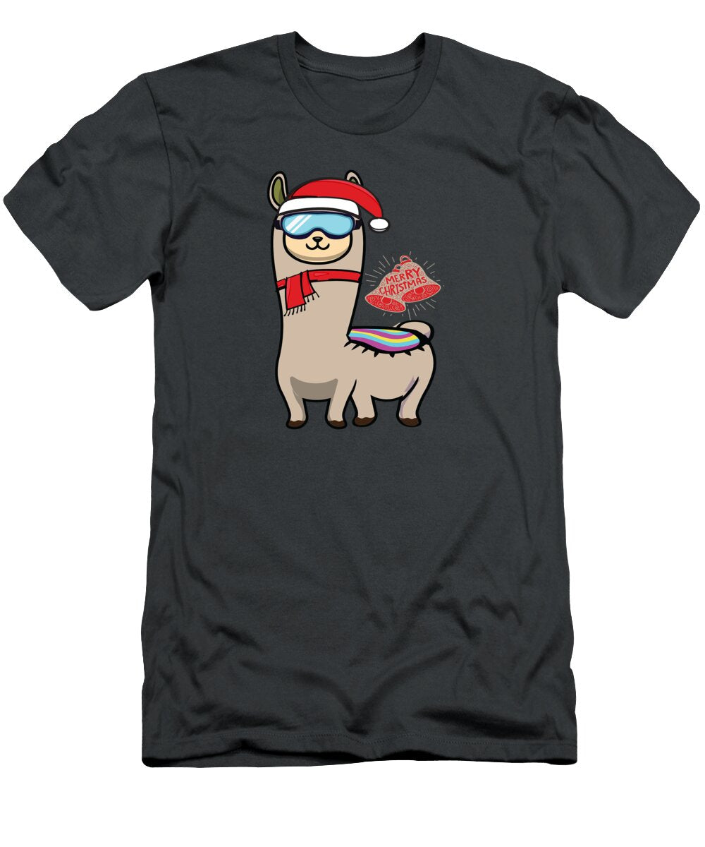 Cute Llamas Wearing Santa Hat for Christmas Younes Damien T-Shirt