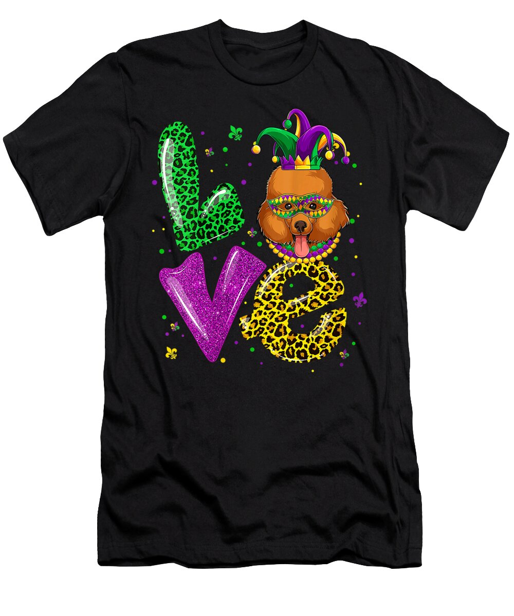 Cute Love Poodle Dog Mask Plaid Leopard Mardi Studi Alex T-Shirt
